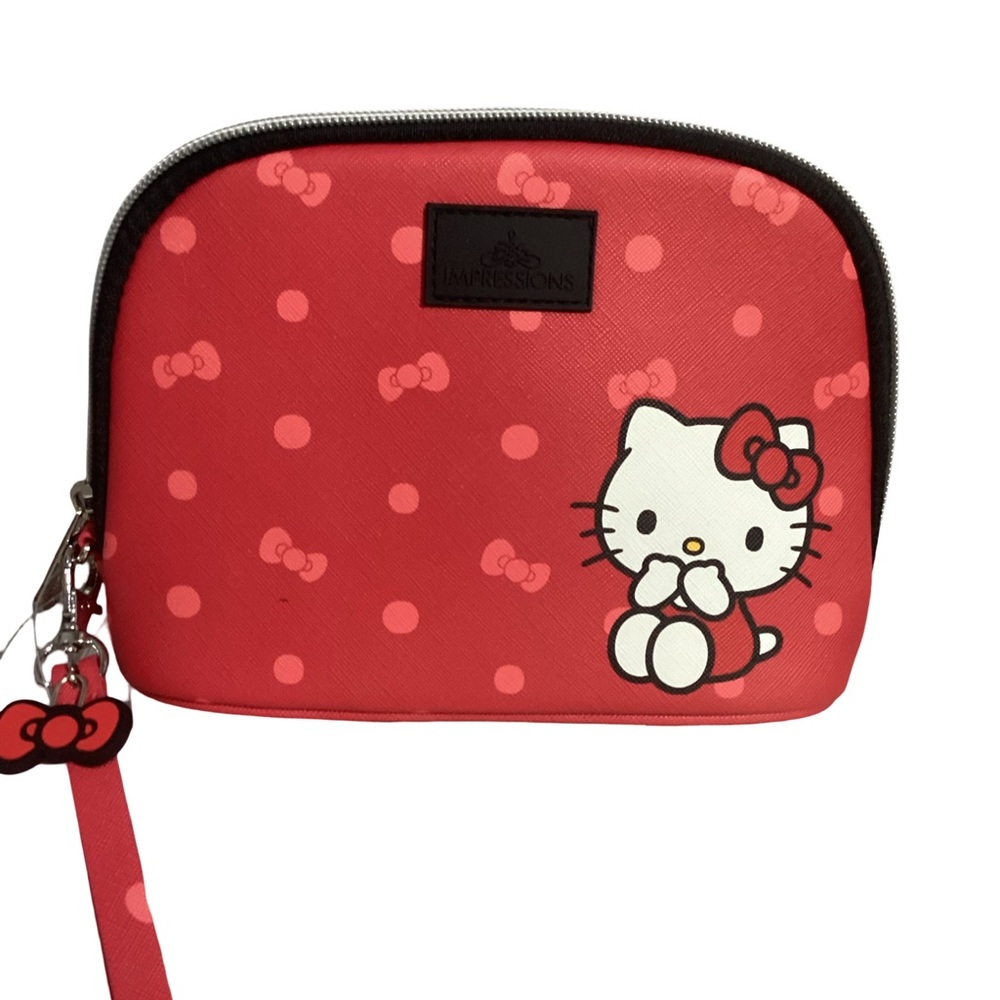 Sanrio Hello Kitty Impressions Vanity Red Wristlet Pouch Cosmetic Bag Case NWT